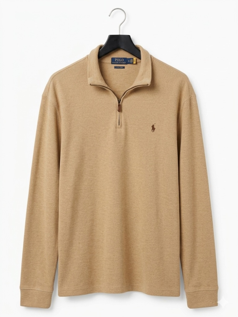 Ralph Lauren Men’s Tan Quarter-Zip Pullover with Logo